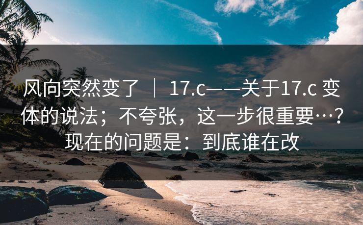 风向突然变了 ｜ 17.c——关于17.c 变体的说法；不夸张，这一步很重要…？现在的问题是：到底谁在改  第1张
